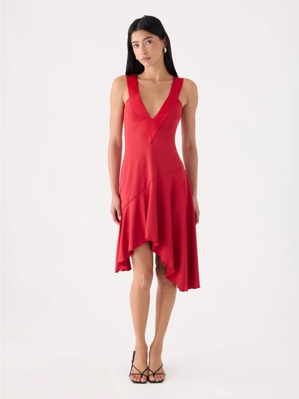 Peppermayo Red V-Neck High-Low Dress